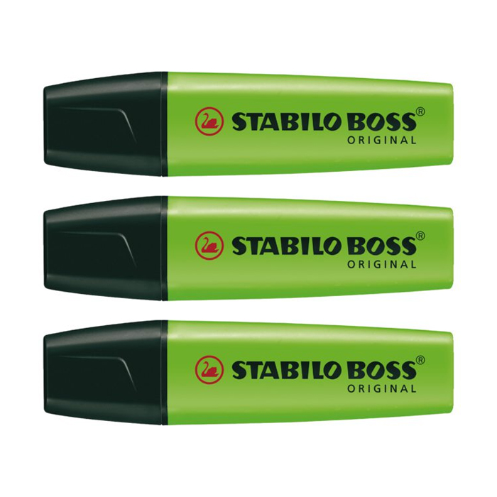 3 x Markeerstift Stabilo Boss groen