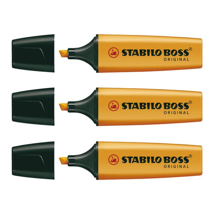 3 x Markeerstift Stabilo Boss oranje