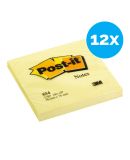 Memoblokje 3M Post-it - 76 x 76 mm geel  - 12 x 90 stuks