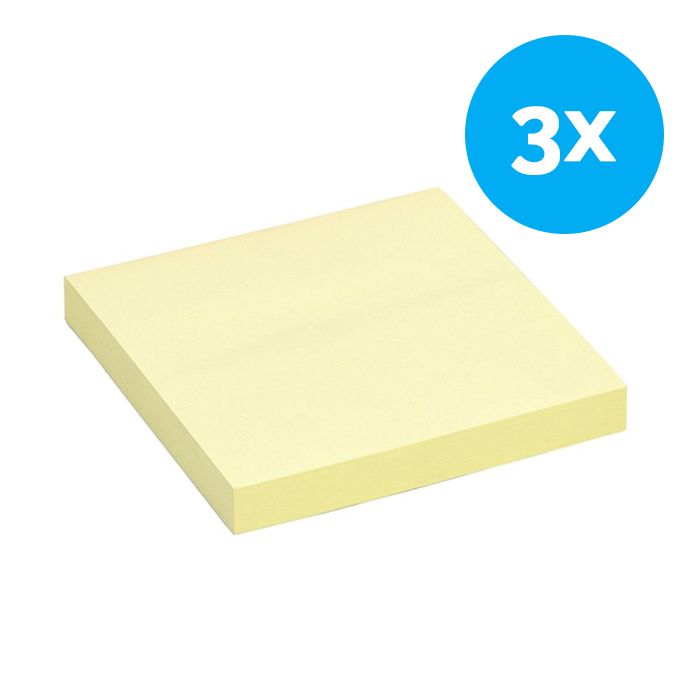 Memoblokje Quantore - 76 x 76 mm geel - 3 x 100 stuks main product photo