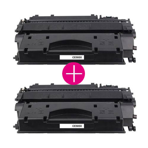 2 x Huismerk HP 05X (CE505X) zwart