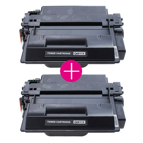 2 x Huismerk HP 11X (Q6511X) zwart