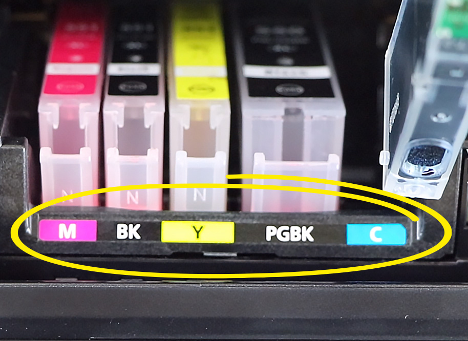 Plaats de cartridges op de juiste plek Kleureniconen voor de cartridges