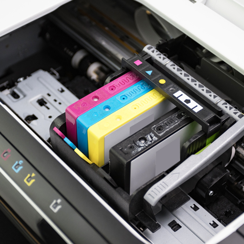 Losse kleurencartridges in de printer Losse cartridges in printer