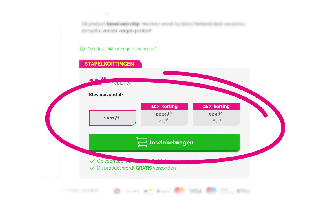 Stapelkortingen op inkt en toner